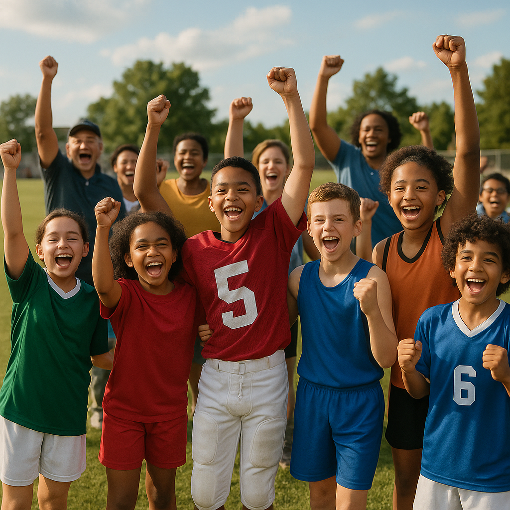 A diverse group of young athletes in sports unifor